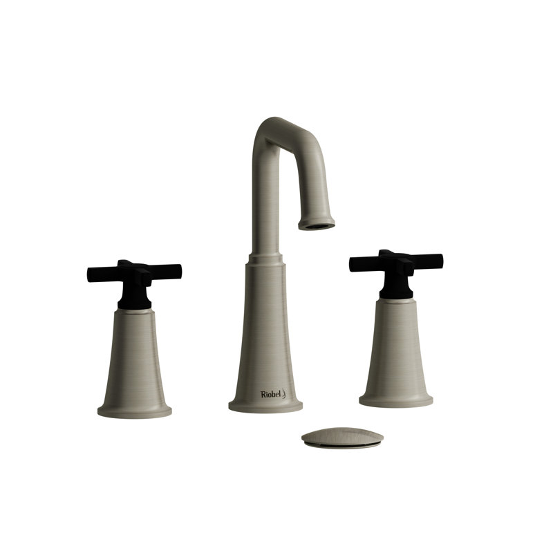 Momenti™ Widespread Bathroom Faucet with Drain Assembly, Brushed Nickel/Black