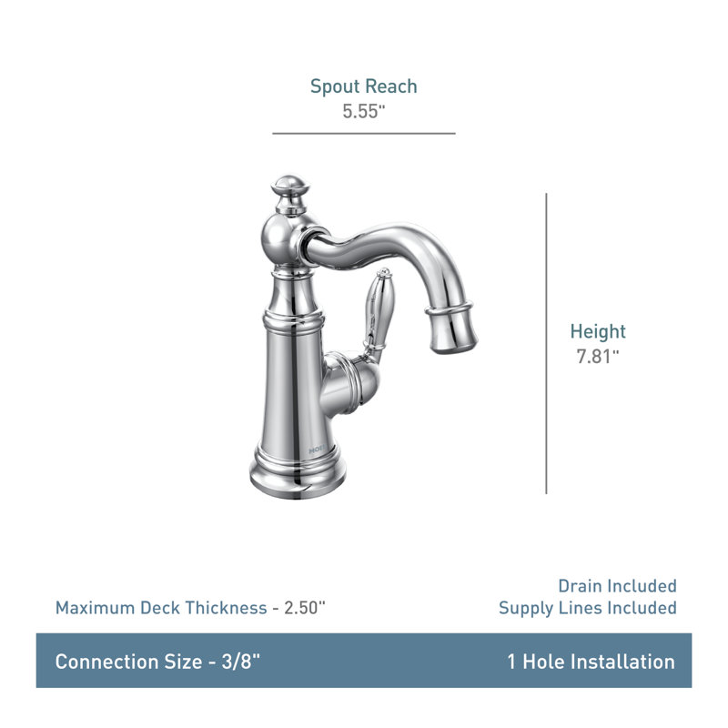 Weymouth Single Hole Bathroom Faucet With Drain Assembly, Brushed Gold