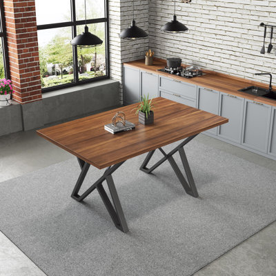 Abreha Faux Wood Rectangular Dining Table