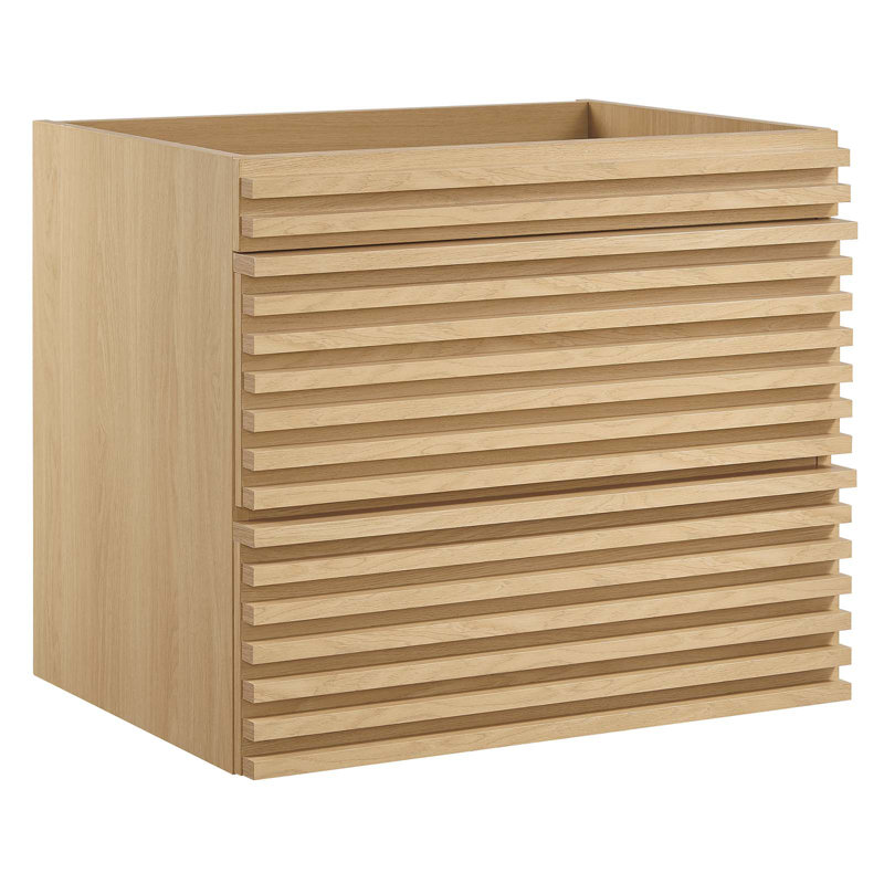 Oak 24" Wall-Mount Single Bathroom Vanity with Slatted Design