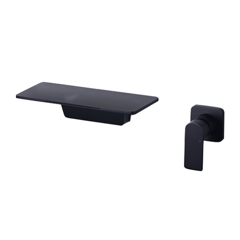 Robinet de salle de bain mural en laiton massif, Noir mat