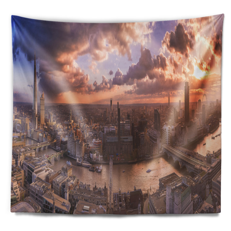 Photographie coucher de soleil à travers les nuages ​​dans la tapisserie de londres, H 50 po x l 60 po