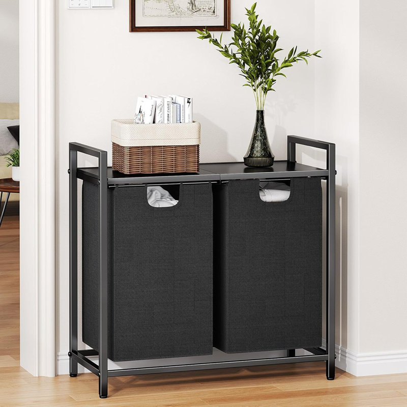 Laundry Basket Organizer, Laundry Hamper With Shelf &...