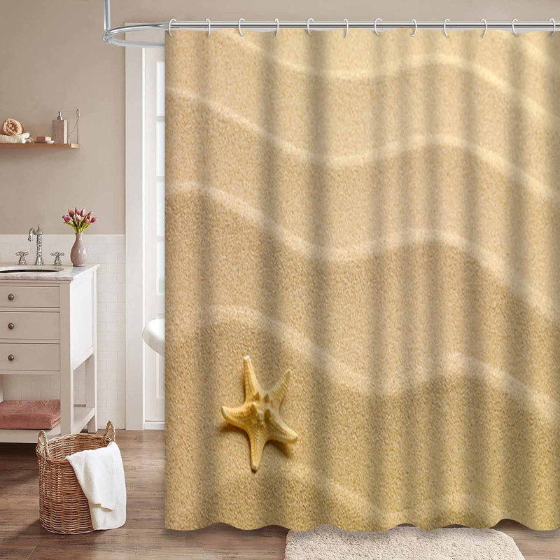 Rideau de douche imperméable avec 12 crochets Starfish Beach, L 72 po x l 78 po
