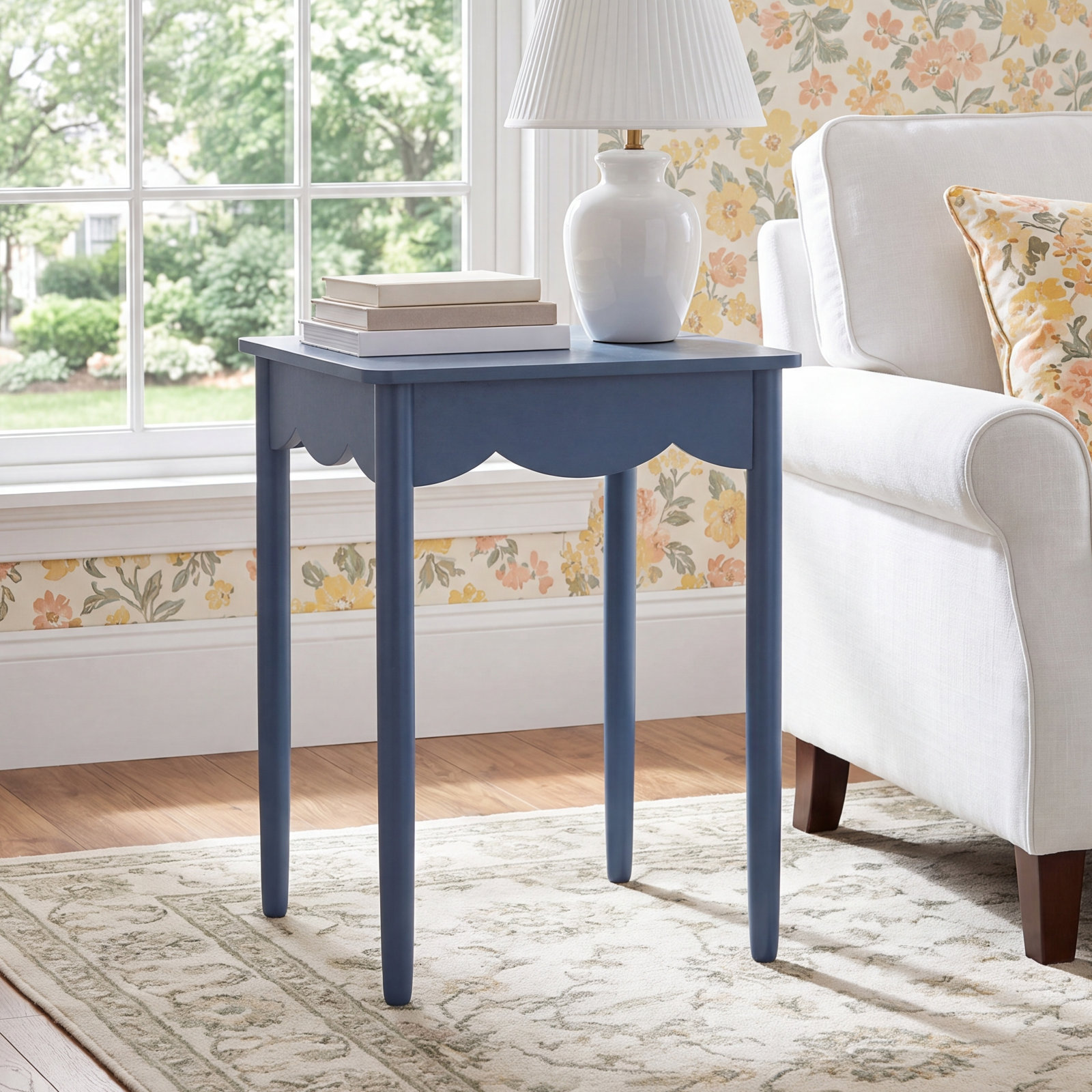 Gerin 17" Pine End Table, Blue