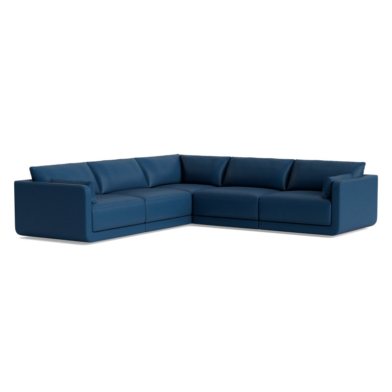 Eva Leather Modular Sectional, Leather - Deep Blue