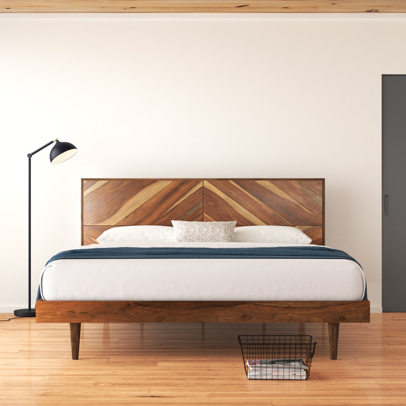Lit plateforme en bois massif Lola-Mae, Grand, Bois foncé