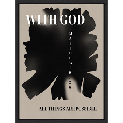 «Matthew 19 26 Scripture» par Little Dean, reproduction d'art sur toile encadrée