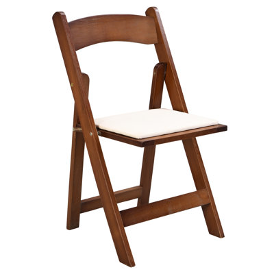 Chaises pliantes portatives 4 pièces Inglewood - bois massif, tablette en noyer, finition de chaise confortable, coussin beige et pour un usage quotidien