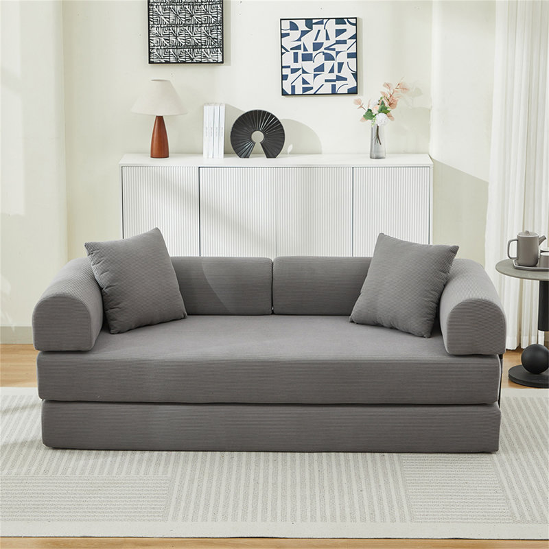 Convertible Folding Sofa Bed, Gray Corduroy