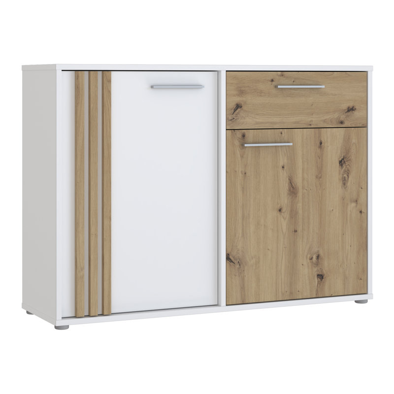 Shloak Standard Accent Chest, Chrome, White/Beige