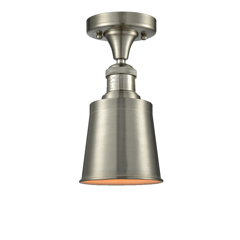 Plafonnier semi-encastré à 1 lumière 5,25 po Arline, Nickel satiné brossé, Nickel satiné brossé, Ampoule DEL 6 watts Vinage