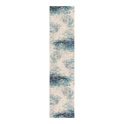 Abstract Beige/Blue Area Rug
