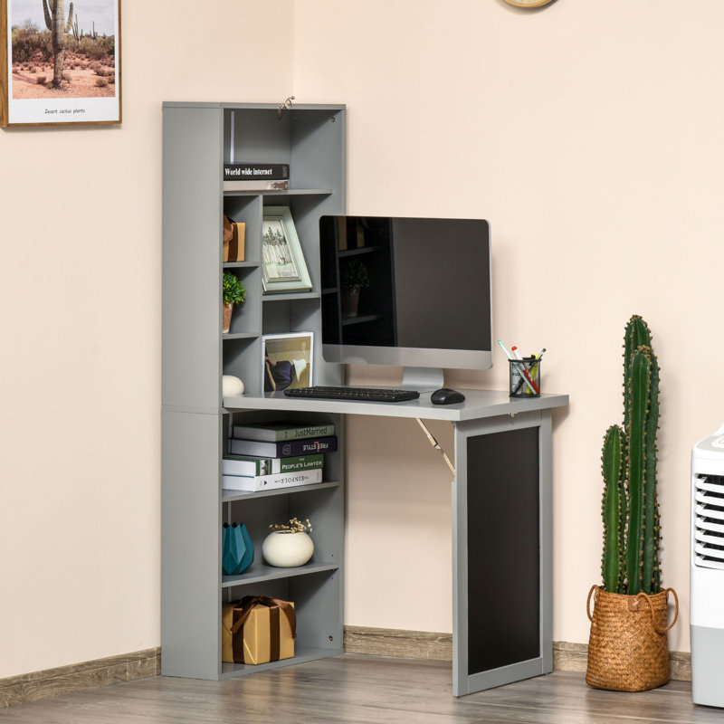 Fold-out Convertible Writing Table Wall Mount Desk, Grey