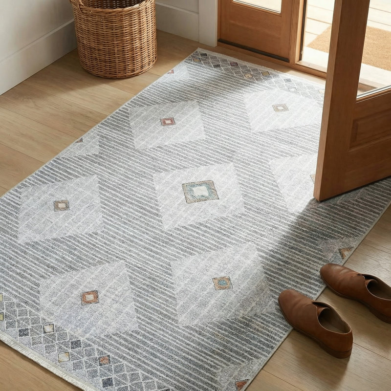 Tapis à motif géométrique marocain Thambiah, Rectangle 4 pi x 5 pi 11 po