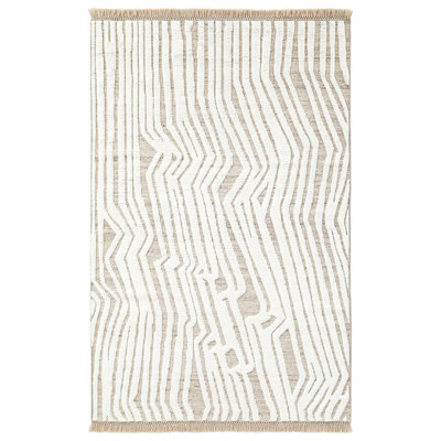 Drift Rug: Naturalist Hand Knotted - Flatweave Rug in White/Natural