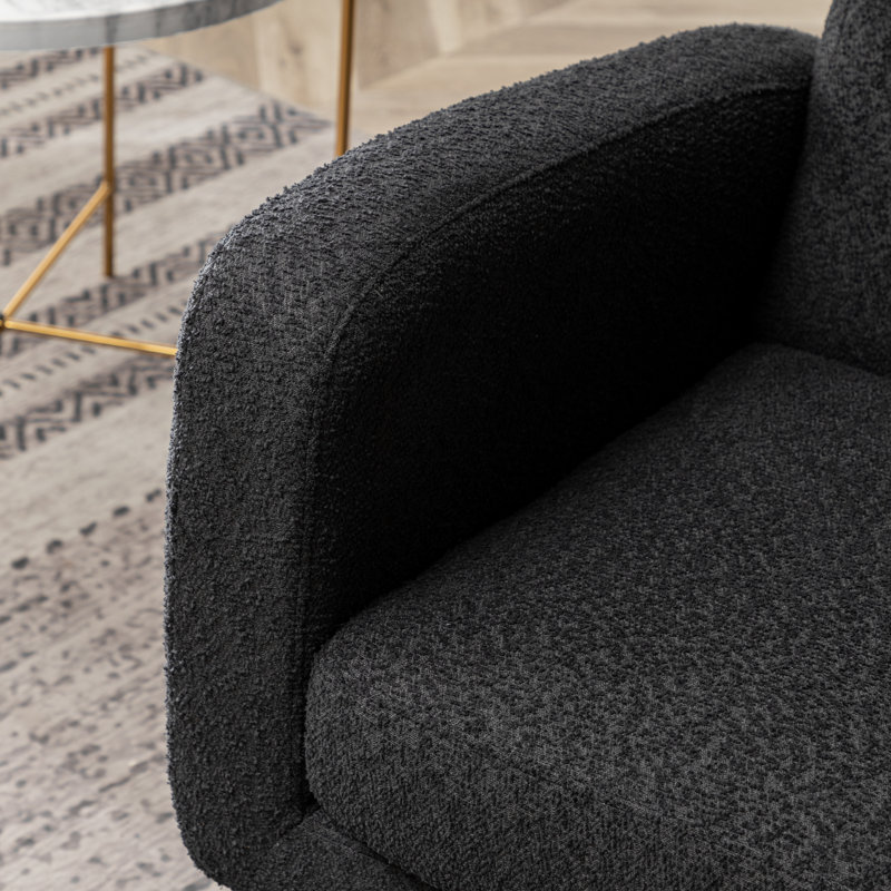 Alixon 29'' Wide Tufted Armchair, Black Boucle