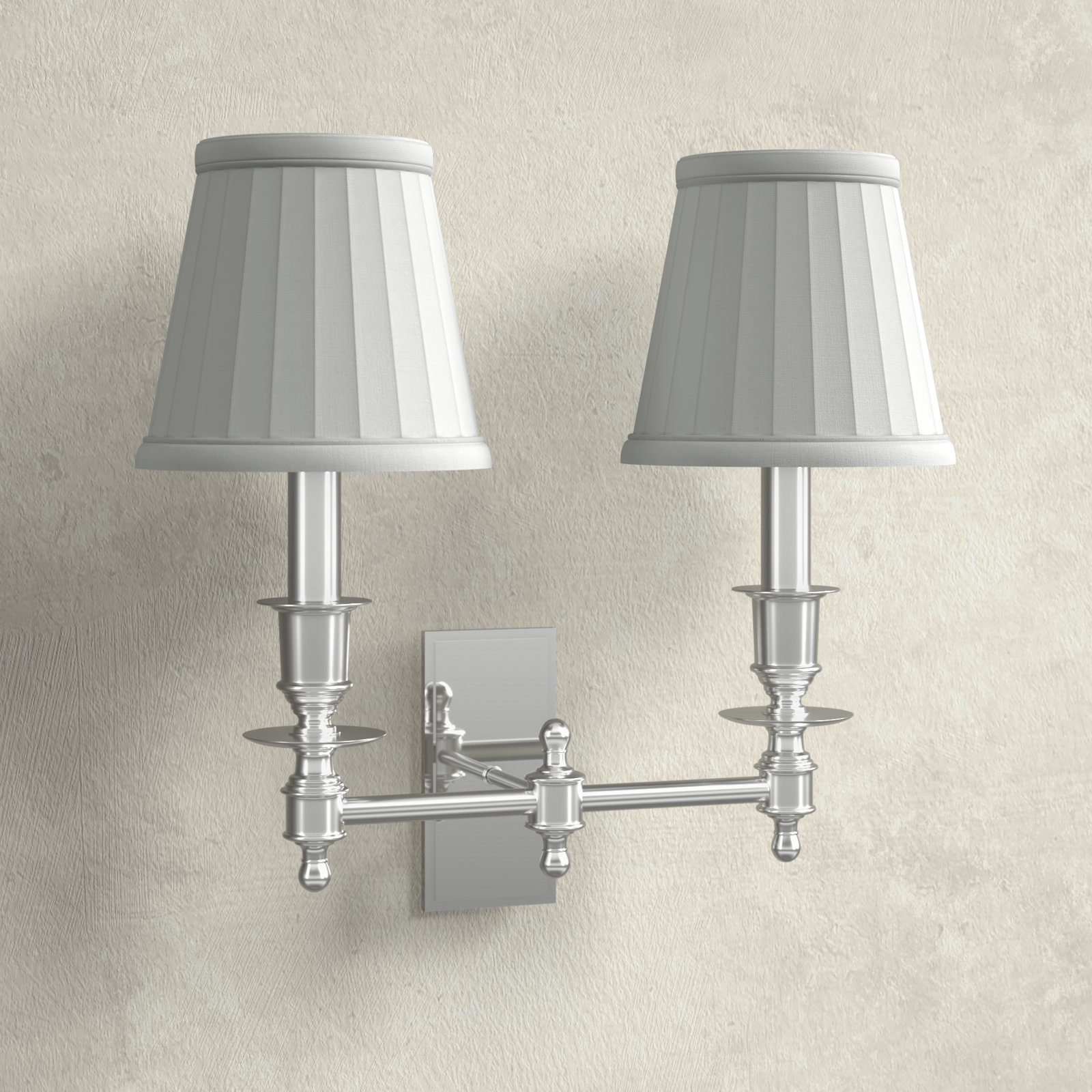 Ellean 2 Light Dimmable Candle Wall Light, Polished Nickel