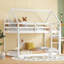 Lit simple superposé au sol en bois d'hévéa simple avec échelle, garde-corps, lit superposé en forme de maison, blanc-1293107497