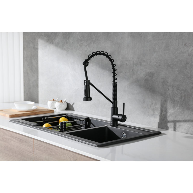 Elegant Home Living Yara Pull Down Spray Kitchen Faucet, Matte Black