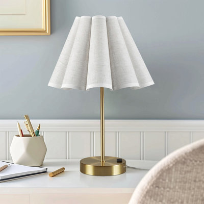 Lampe de table d'appoint à contrôle de prise et à intensité variable avec prise de courant dorée Voir ci-dessous