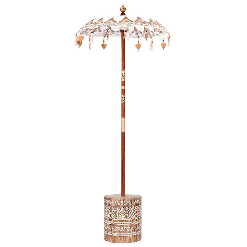 Balinese Parasol Cotton, Solid Wood, 260cm H x 95cm W x 95cm D, Cream