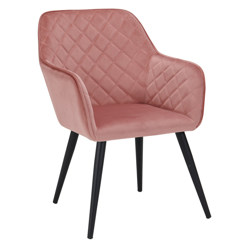 Fauteuil de salle à manger rembourré en velours Transition, Velours rose