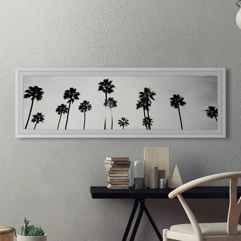 Black And White Palms - Single Picture Frame Panoramic Print, 25cm H x 76cm W x 3.81cm D