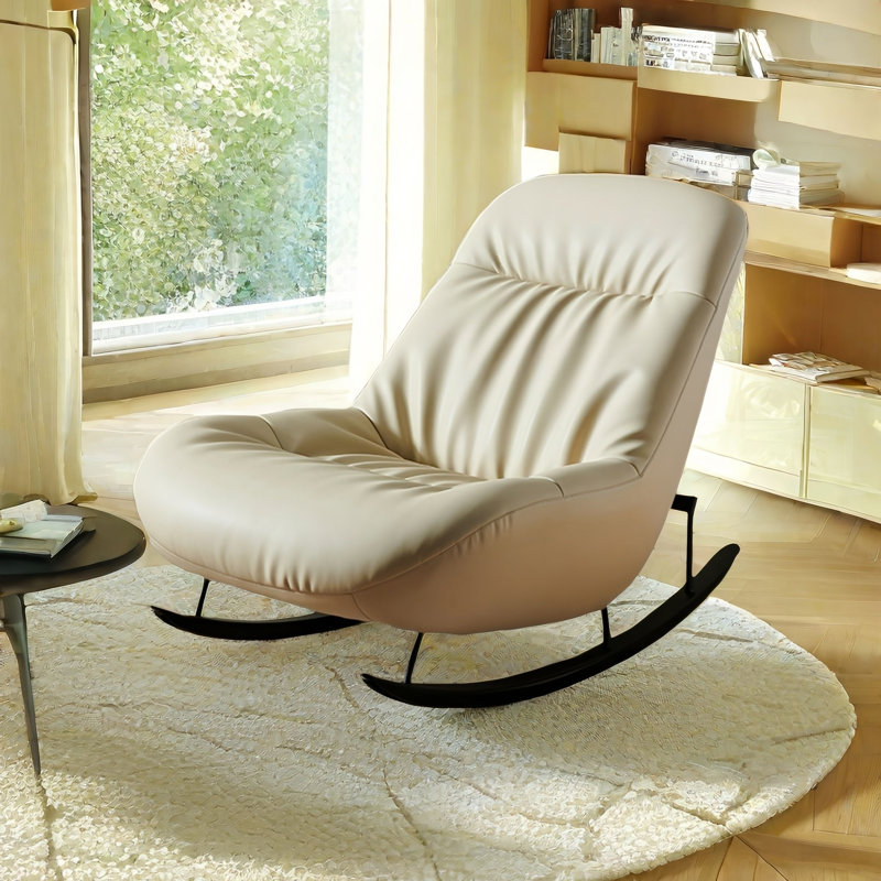 Chaise berçante moderne rembourrée, Off-White