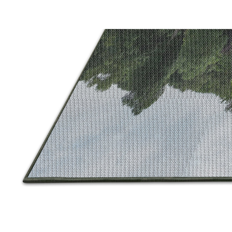 Tapis vert/bleu tissé à la machine, Rectangle 7 pi x 9 pi