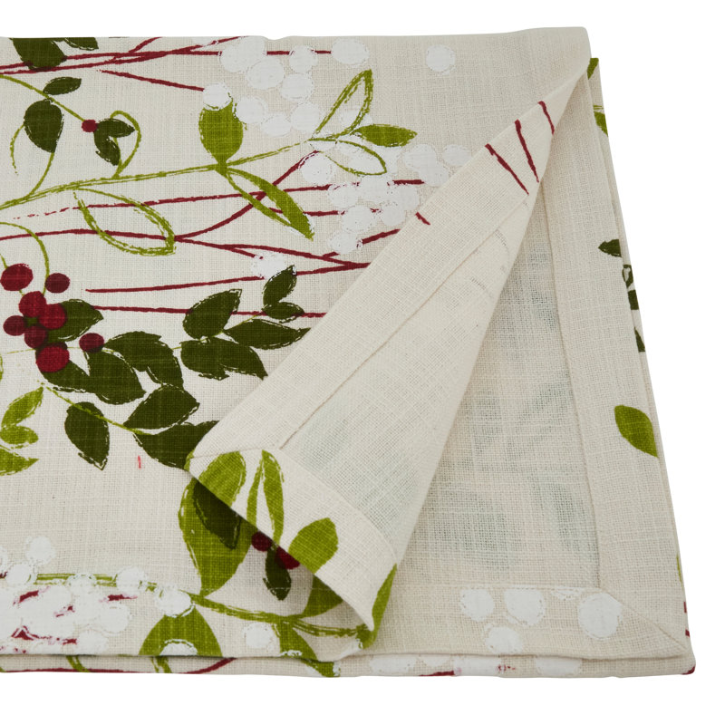 Javier Holiday Botanical Table Runner, 14" x 90", 534.N1490B