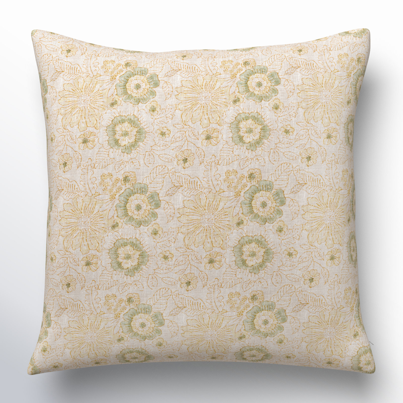 Tambra Floral Linen Pillow Cover, Down, 22" x 22"