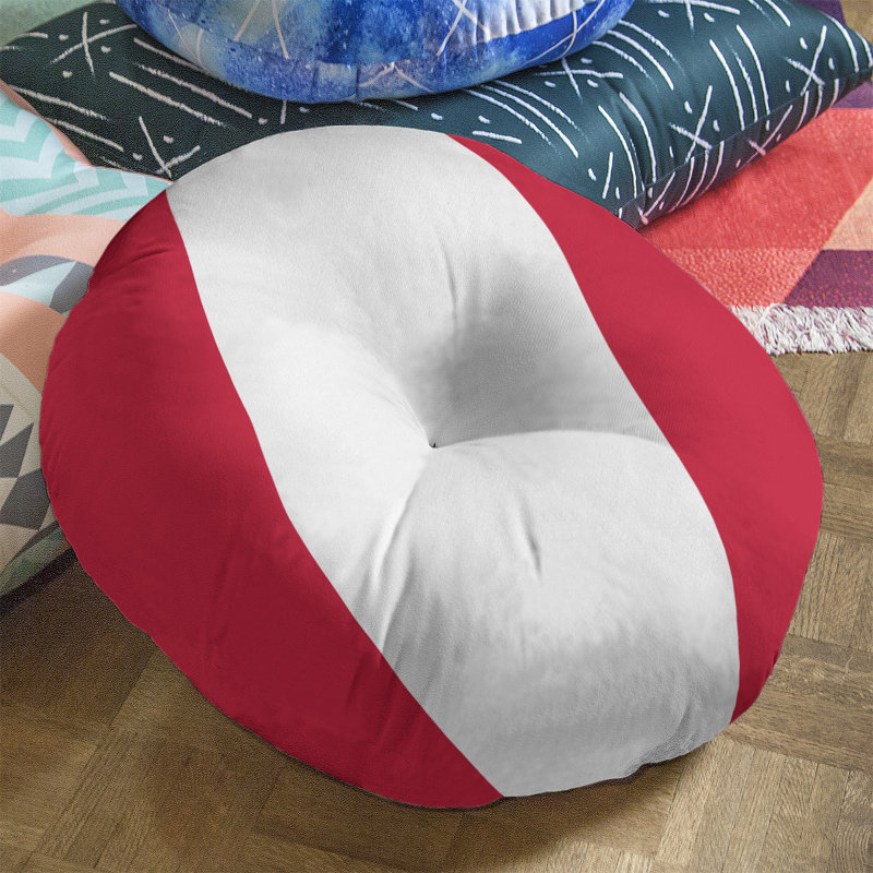 Coussin de sol touffeté retour atlanta, 26 po x 26 po, Rouge / Blanc