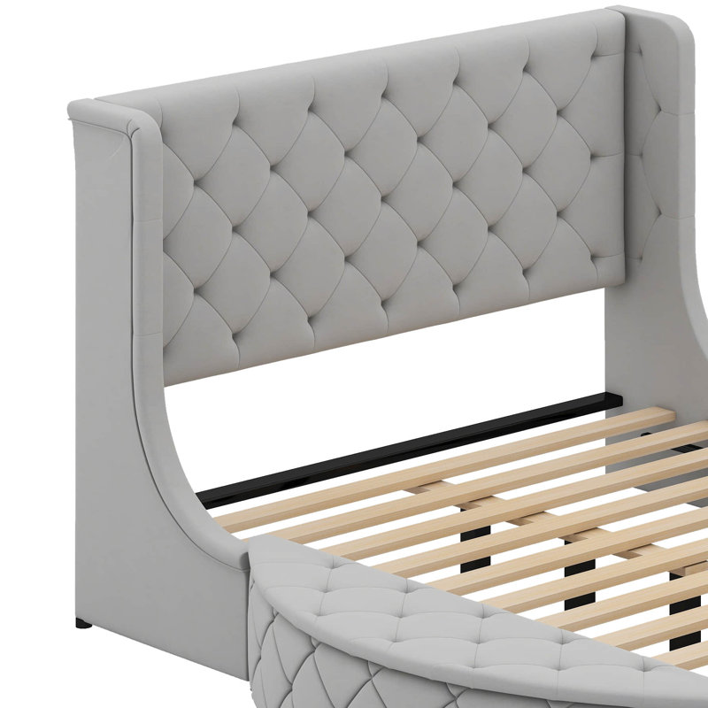 Grand lit de rangement tapissier Arenberg, gris