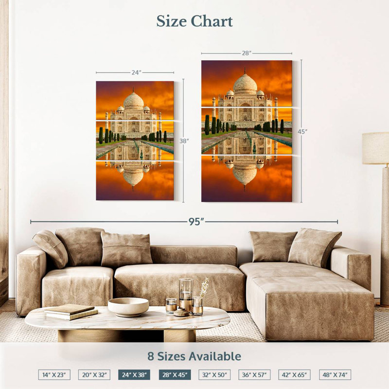 Masam Taj Mahal au coucher du soleil, H 38 po x l 24 po