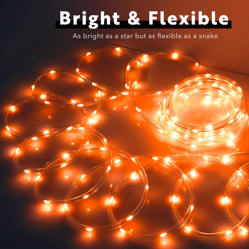 Orange 8-Mode Waterproof LED Rope Accent Light, 150 ft.