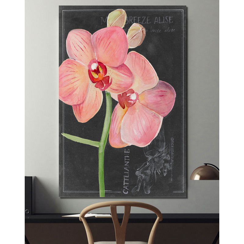 «Chalkboard Flower I», reproduction, H 27 po x l 18 po x 1,5 po, Toile tendue