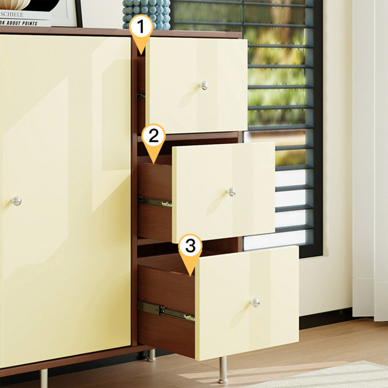 Buffet beige en bois manufacturé, 35.04"H×58.66"L×15.35"W