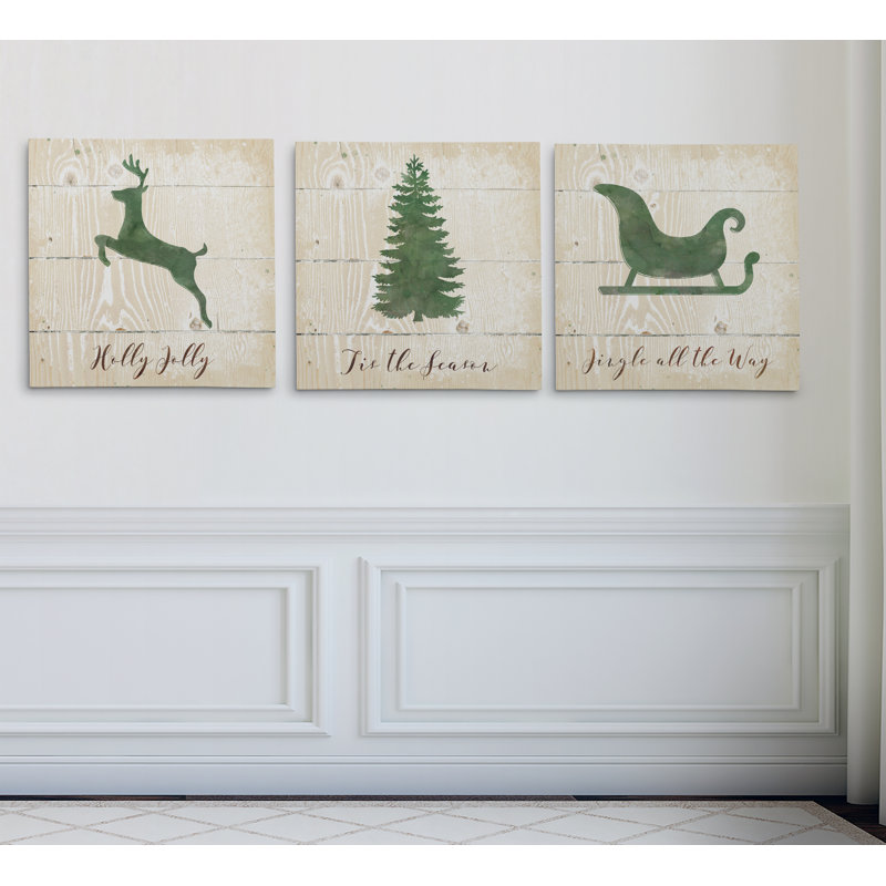 «Christmas Silhouette», ensemble de 3 impressions sur toile tendue