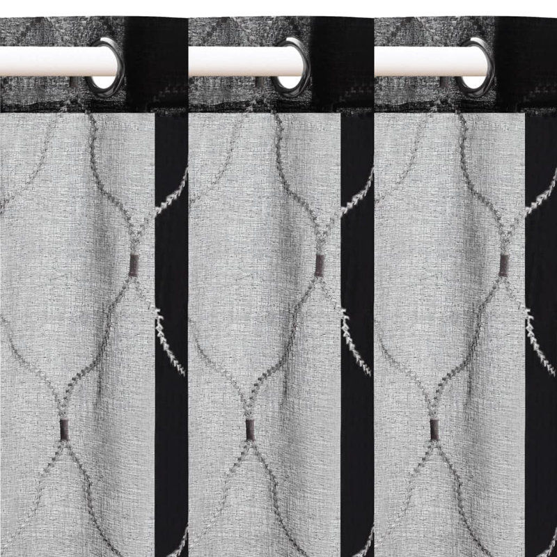 Arelious Sheer Curtain Pair, Black, Width 140cm x Drop 175cm