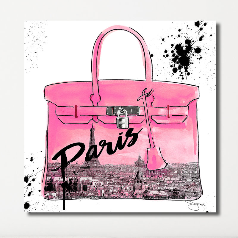 «Pink Paris», reproduction d'impression encadrée, H 36 po x l 36 po x P 1,5 po, Toile tendue