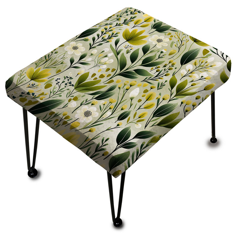 Meadow Greenery Botanical Green I - Repose-pieds rectangulaire botanique