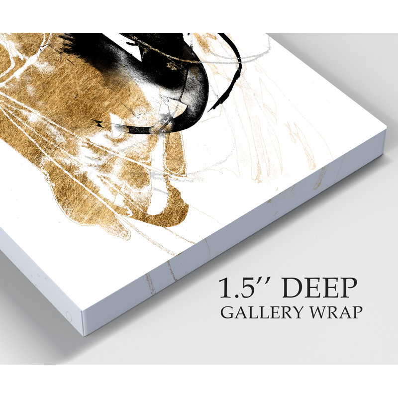 " Black & Gold Splash III ", 12" H x 8" W x 1" D, Wrapped Canvas