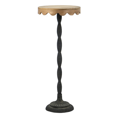 Table d'appoint en fer noir avec plateau en bois brun festonné, pour tout décor de maison, 11,9 po x 11,9 po x 29,5 po, 5,6 lb, table de montage requise, pièce appropriée, nécessaire