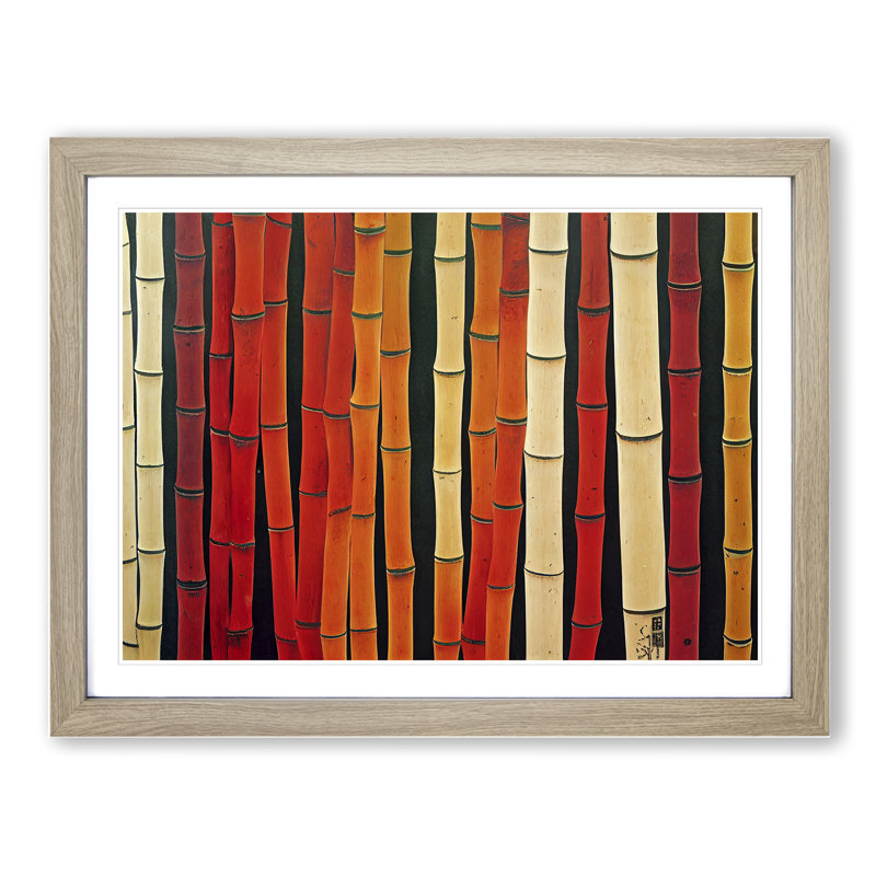 XH1022-8320X Stimulating Abstract Bamboo Forest 1 Piece Single Picture Frame Wall Art, 34cm H x 46cm W x 2cm D, Oak