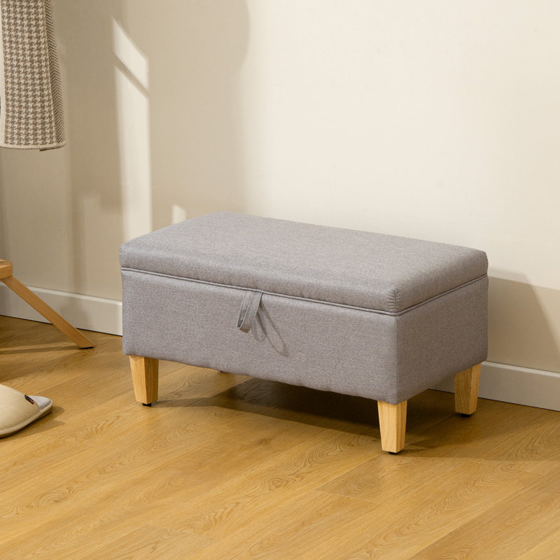 Angella Rectangle Storage Ottoman, Grey, 36cm H x 71cm W x 37cm D
