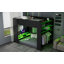 Lit superposé double en bois pleine grandeur avec bureau à hauteur réglable, garde-robe, grand espace de rangement et lumière RVB-1424998788