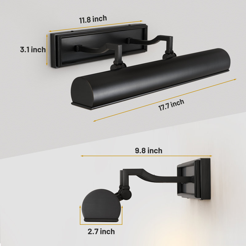 Lampe pour tableau à fixation murale à 3 lumières à intensité variable 18 po Rathbone, Noir mat