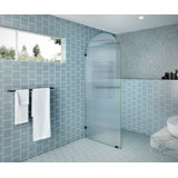 Maven 32 in. x 86.75 in. Fully Frameless Arched Fluted Single Fixed Shower Panel