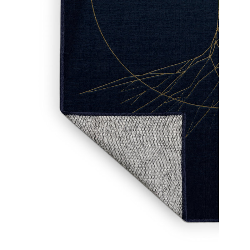 Tapis bleu délavé à la machine Abaokoro, 8x12